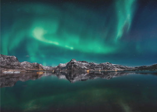 Lofoten Aurora Reflexion | Tapete