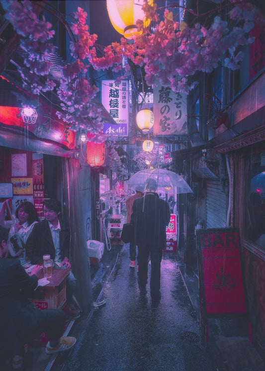 Tokyo Blue Rain | Canvas
