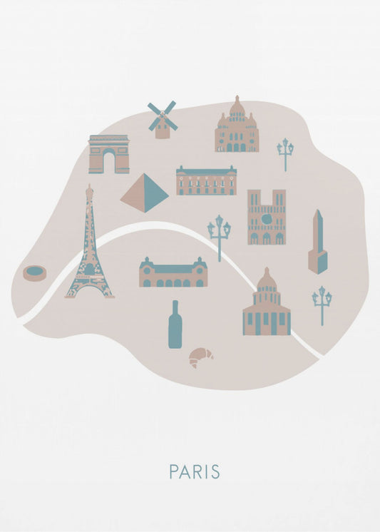Paris Karte | Leinwand