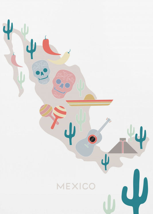 Mexiko Karte Nr. 1 | Poster