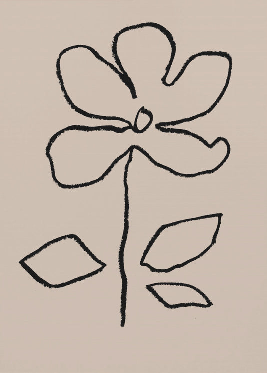 Ölpastell Blume Schwarz | Leinwand