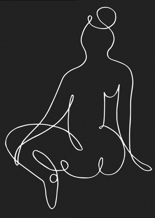 lineart_nude black pica_002_Schwarz | Leinwand
