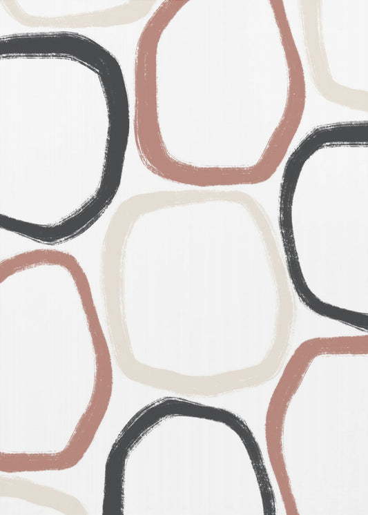 Kreise in Schwarzbeige und Rost | Leinwand