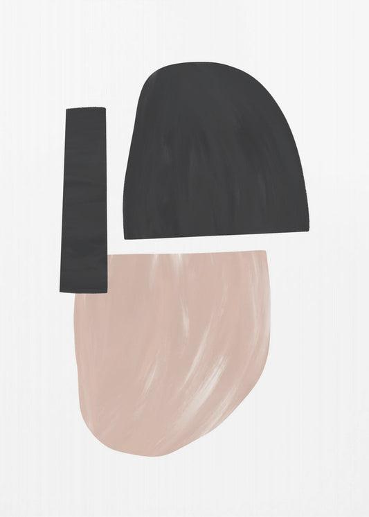 Abstrakte Formen in Schwarz und Beige | Leinwand