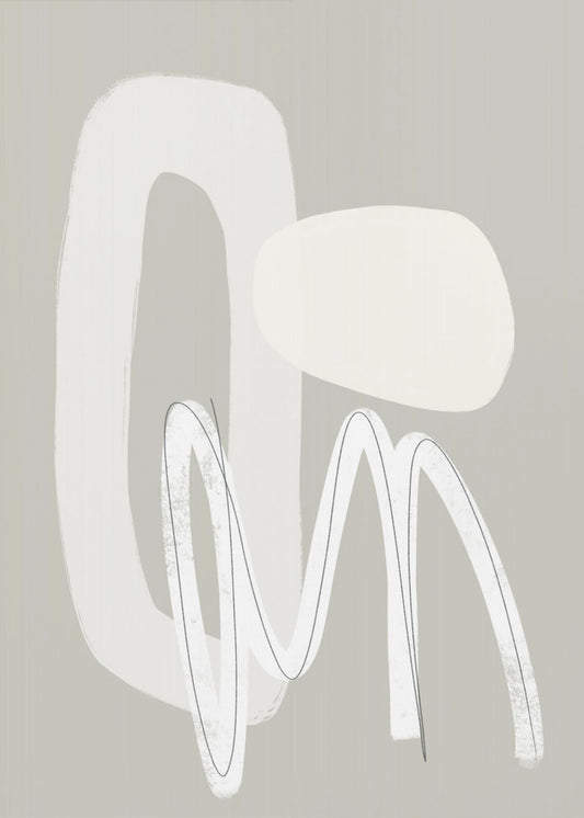 Fließende Kurven und Formen in neutralen Tönen | Poster
