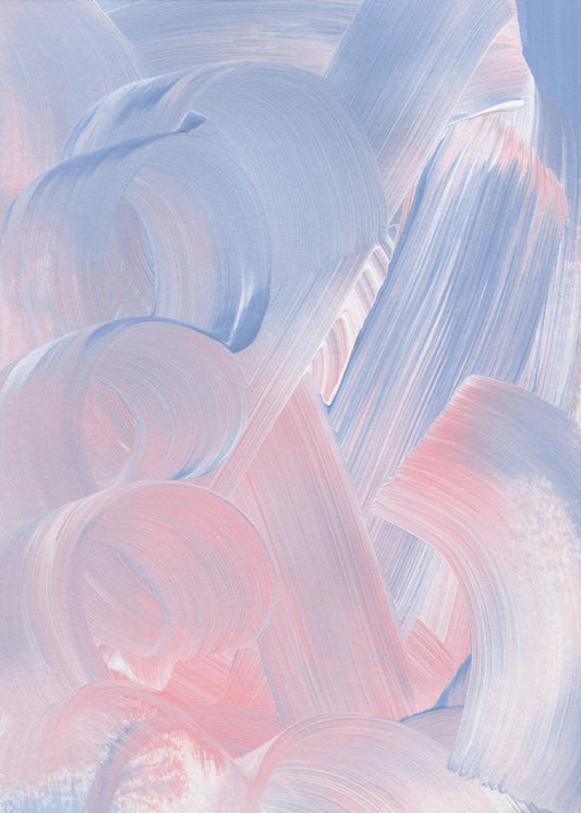 Pastellfarbene Pinselstriche in Blau- und Rosatönen | Poster