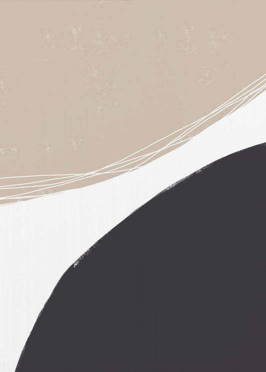 Beige und schwarze organische Formen | Poster