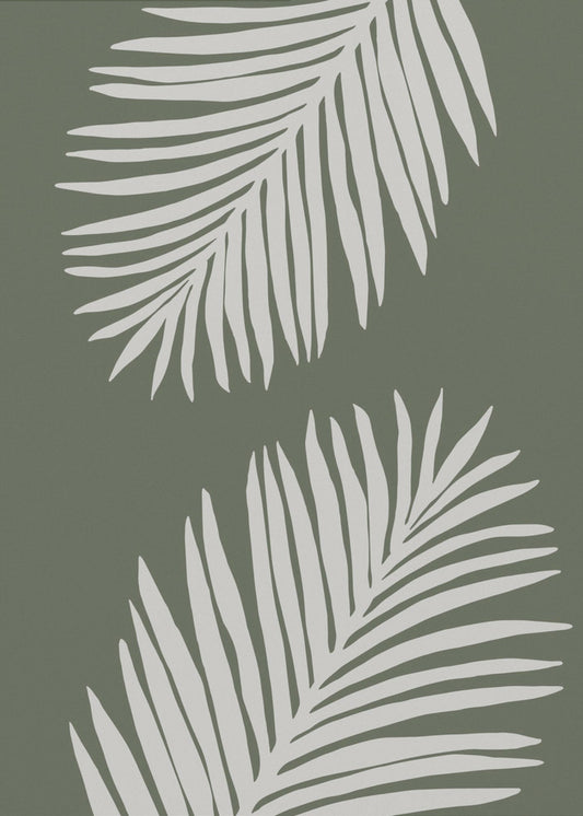 PALMBLATT 06 GRÜN WEISS | Leinwand