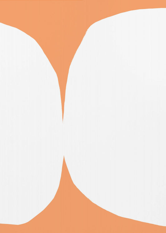 Geometrische weiße Formen auf orangefarbenem Hintergrund | Leinwand