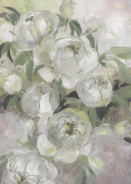 Sady painterly florals in green | Poster