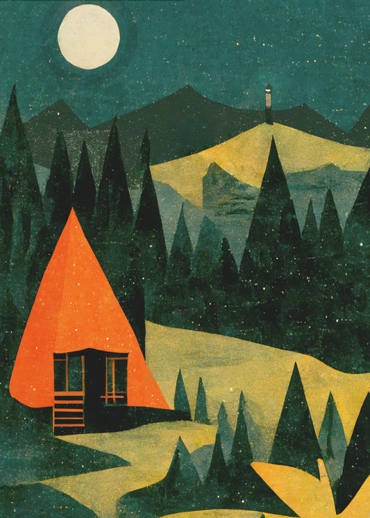 Moonlit Cabin Dream | Canvas