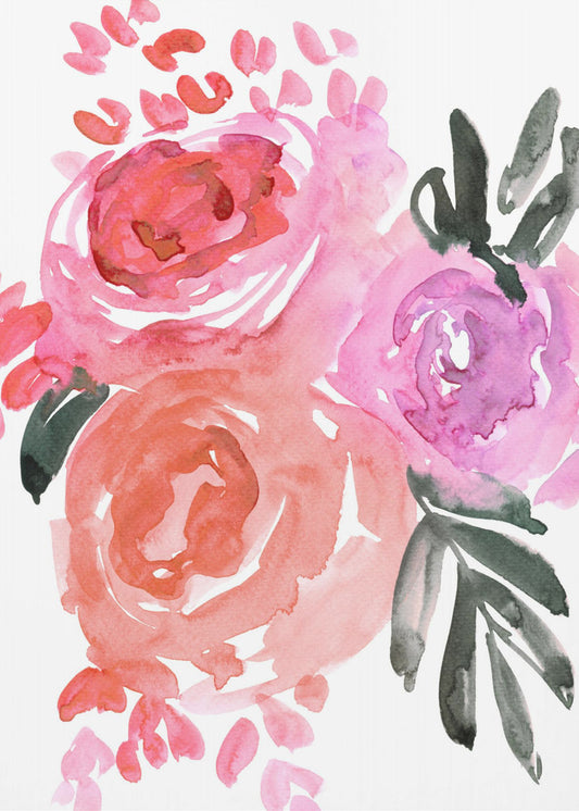 Maeko lose Aquarellblumen I | Leinwand