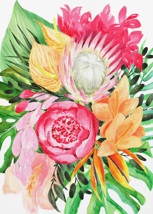 Celia Tropischer Blumenstrauß | Leinwand