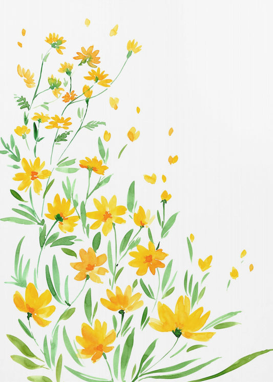 Gelbe Aquarell-Wildblumen | Poster