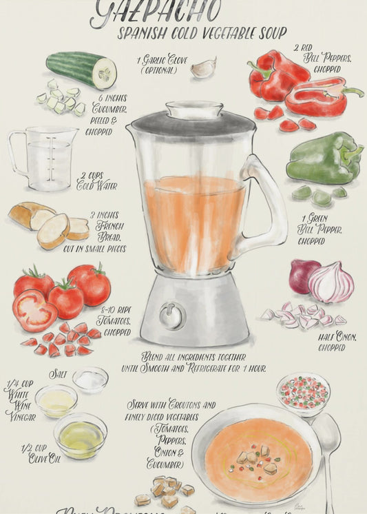 Gazpacho-Rezept (bebildert) auf Englisch | Poster