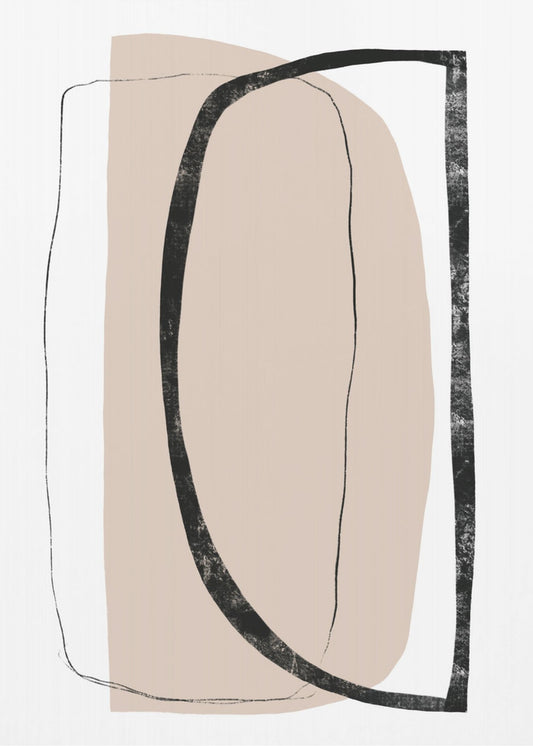Soft Beige And Black Geometric Shapes | Poster