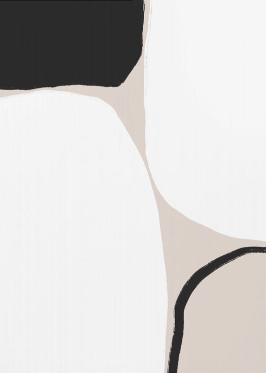 Geometrische Formen in Schwarz und Beige | Leinwand