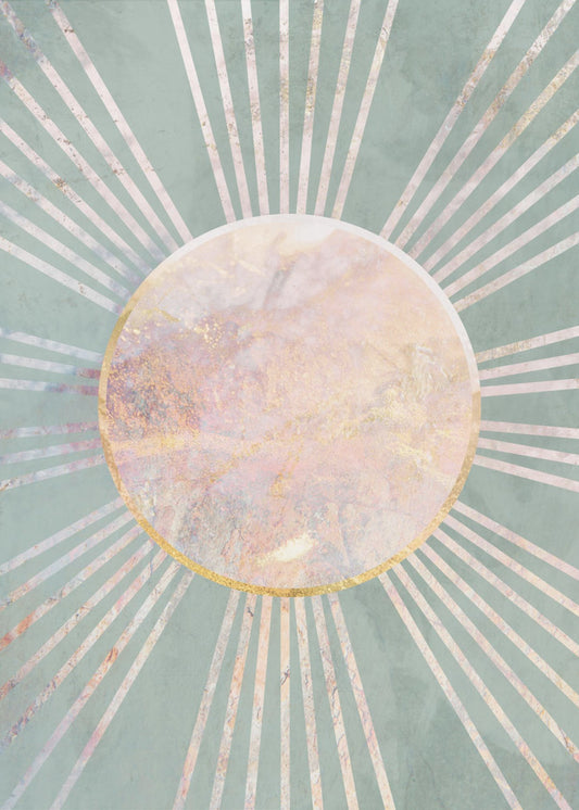 Salbeigrüne Boho Sonnenstrahlen | Poster