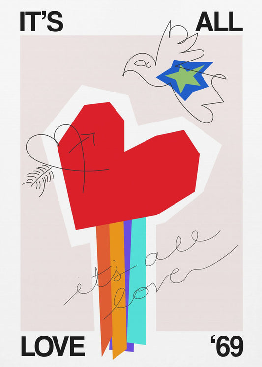 It's All Love '69 Heart Greige | Canvas