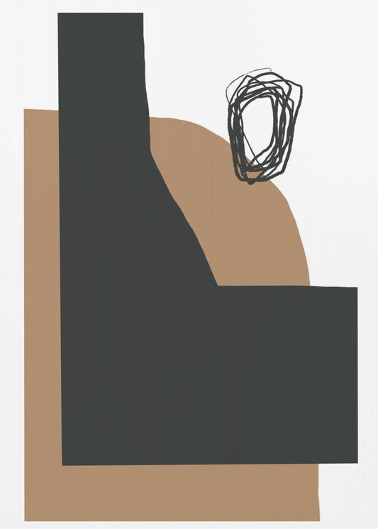 Geometrische Formen in Schwarz und Braun | Leinwand