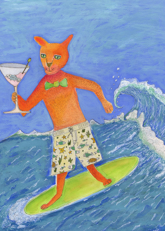 Surfende Cocktailkatze | Poster