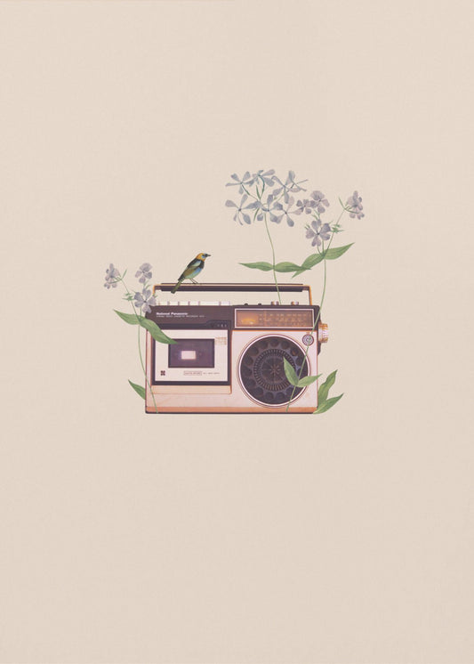Florales Vintage-Radio | Leinwand