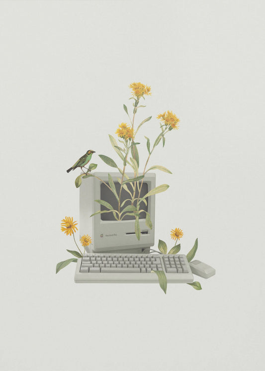 Blumen-Vintage-Computer | Poster