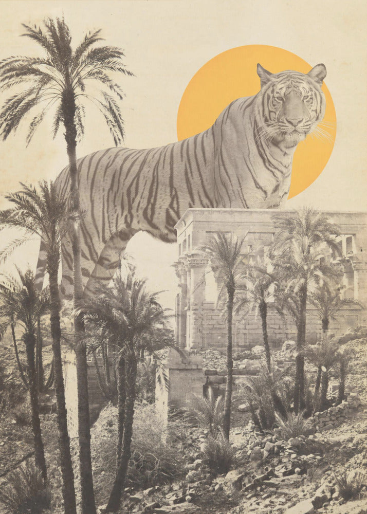 Riesiger Tiger in Ruinen | Leinwand