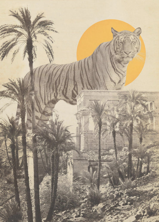 Riesiger Tiger in Ruinen | Leinwand
