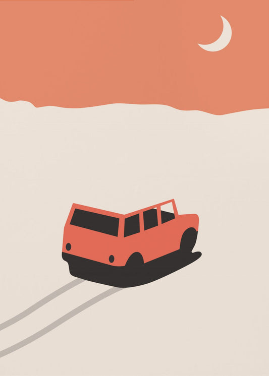 Auto in der Wüste | Leinwand