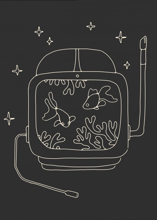 Astronaut und Fische | Leinwand