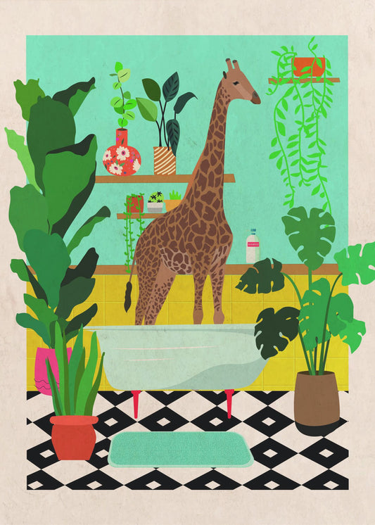 Giraffenbadezeit | Leinwand