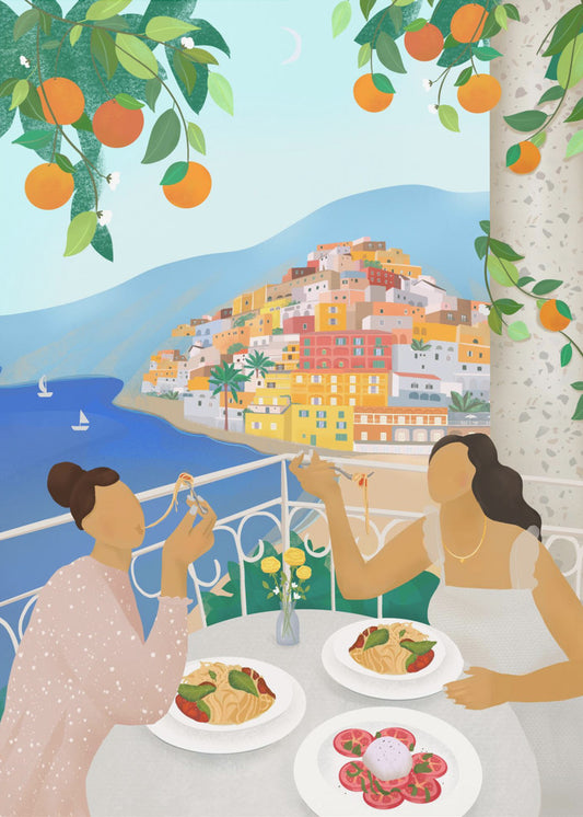 Mädchen in Positano | Poster