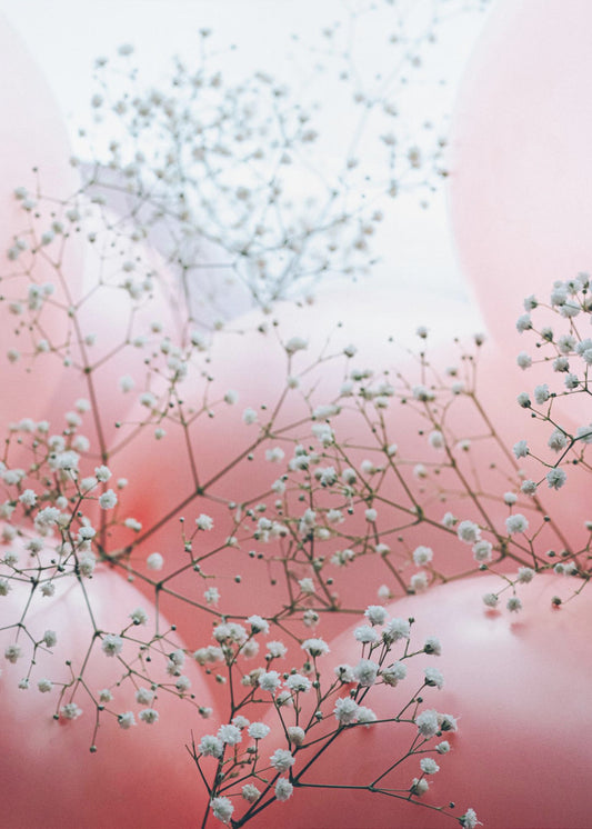 Zarte Blüten und rosa Luftballons | Leinwand