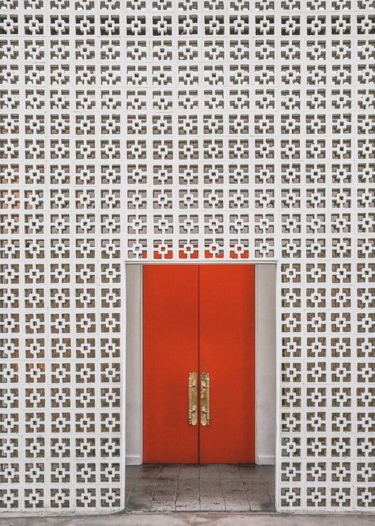 Leuchtend orangefarbene Tür | Leinwand