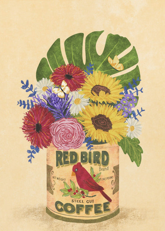 Flowers In a Vintage Coffee Can | Poster