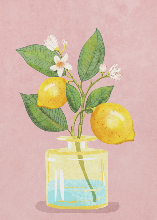 Lemon Bunch In Vase | Poster