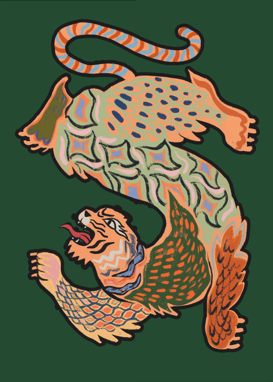 Asiatischer Tiger Grün | Leinwand