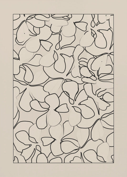 Nahtloses Muster aus umrissenen Blumen | Poster