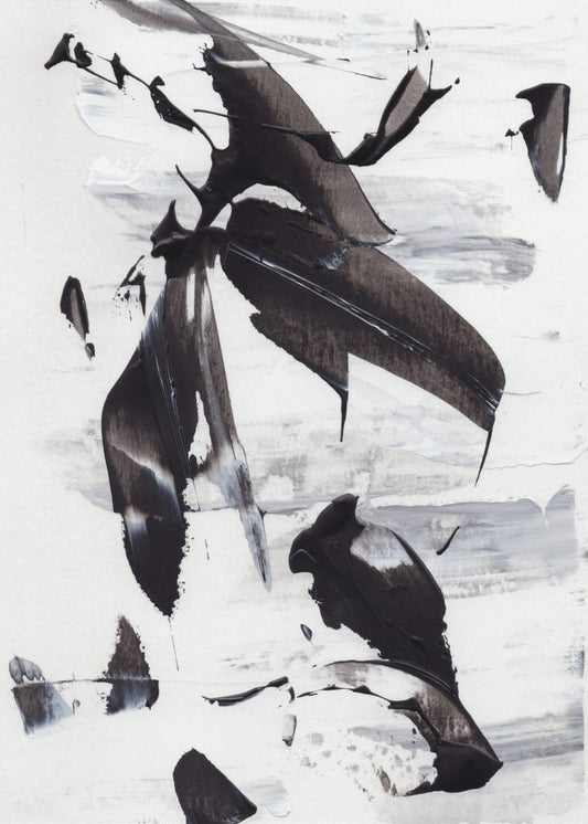 Monochrome dynamische Pinselstriche | Leinwand