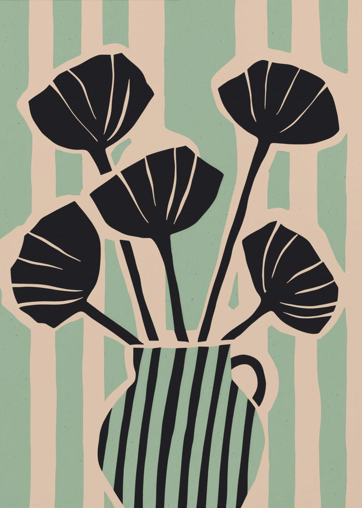 Gestreifte Blütenvase | Poster