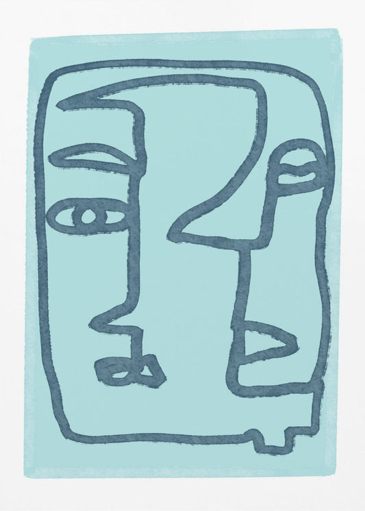 Blaue abstrakte Gesichter | Poster