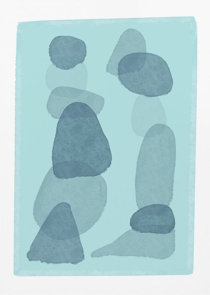 Aquarellflecken blau abstrakt minimal moderne Kunst | Poster