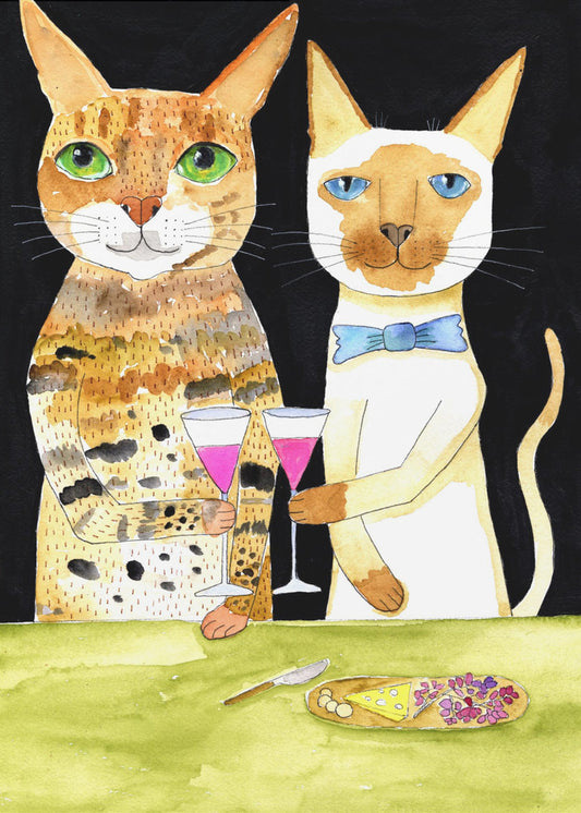 Katzen trinken beste Freunde | Poster