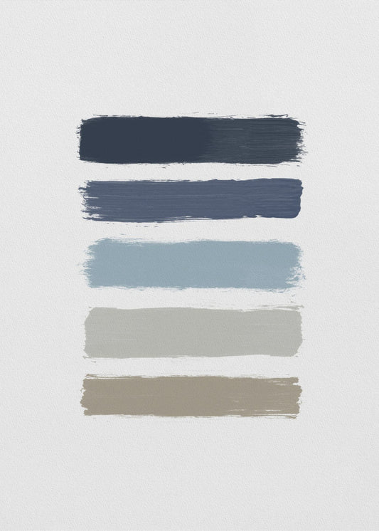 Blaue und taupefarbene Streifen | Leinwand