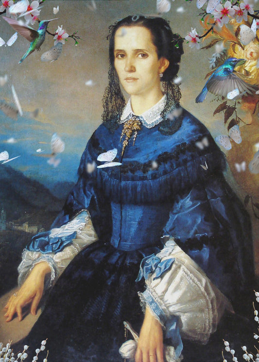 Lady Blue Kolibri blüht | Leinwand