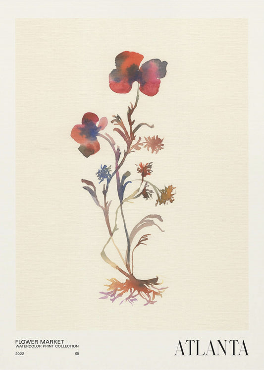 Aquarelldruck-Sammlung. Blumenmarkt – Atlanta | Poster