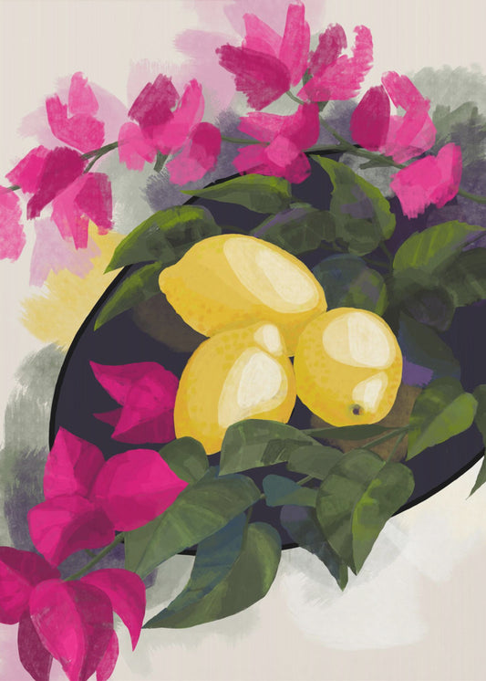 Bougainvillea and lemons | Canvas