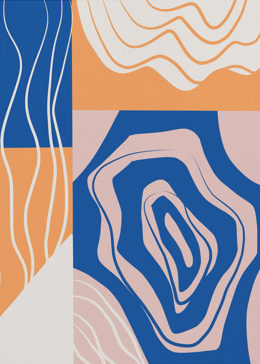 Abstract Collage In Blue and Orange | Poster