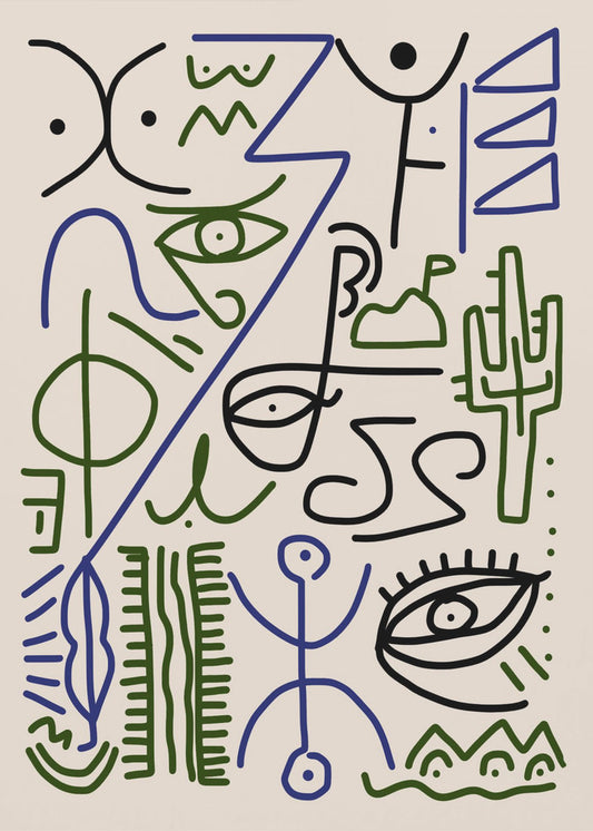 Line Art Bizarres Dorfsymbol | Leinwand